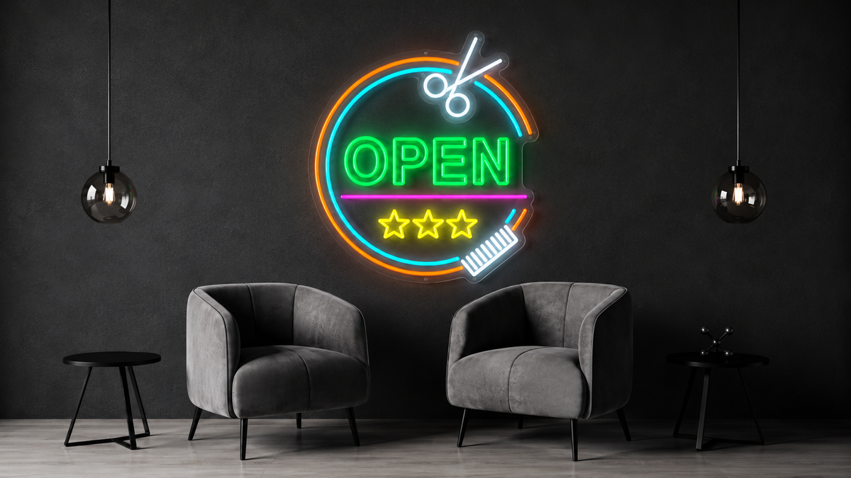 Barbershop Open - LED Neon Sign