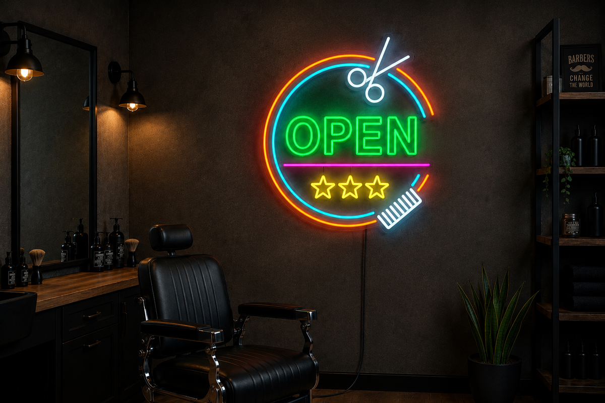 Barbershop Open - LED Neon Sign