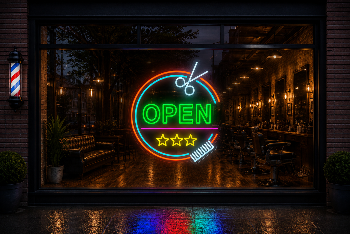 Barbershop Open - LED Neon Sign