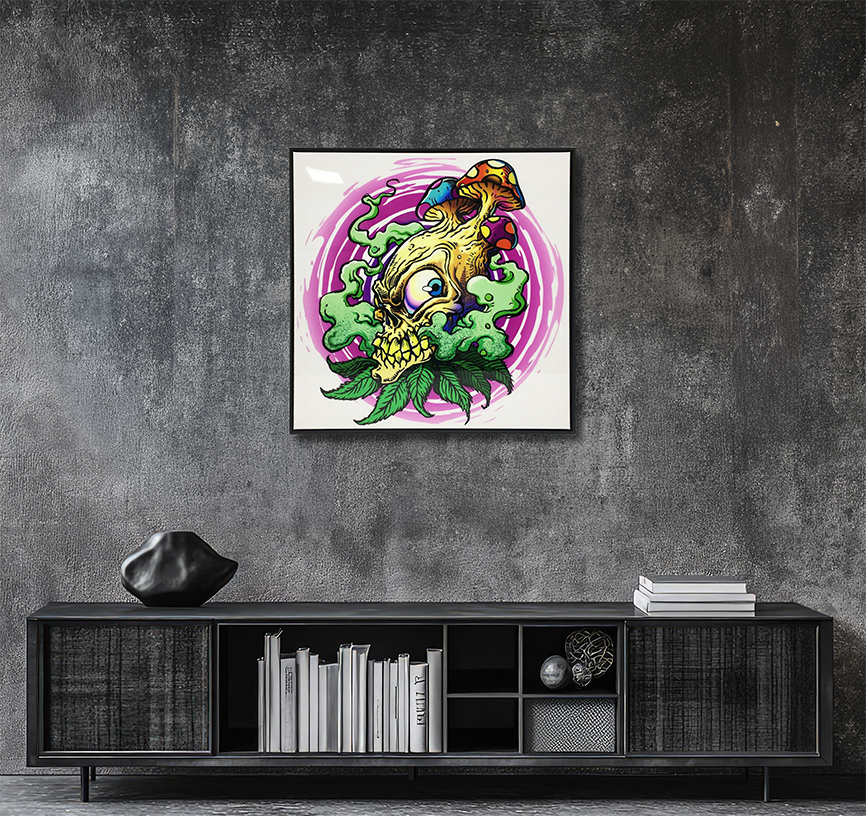 Mushroom Head - Resin Canvas Art