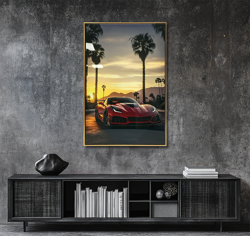 Sunset Supercar - Resin Canvas Art