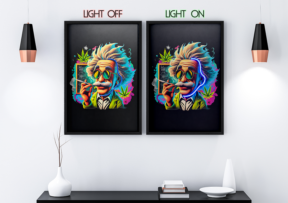 Relativity Professor - Framed Canvas Art w/ LED