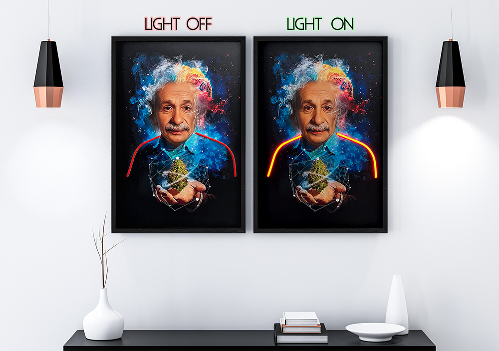 Relativity Professor - Framed Canvas Art w/ LED