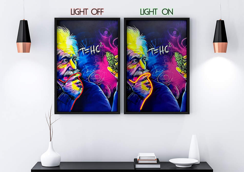 Relativity Professor - Framed Canvas Art w/ LED