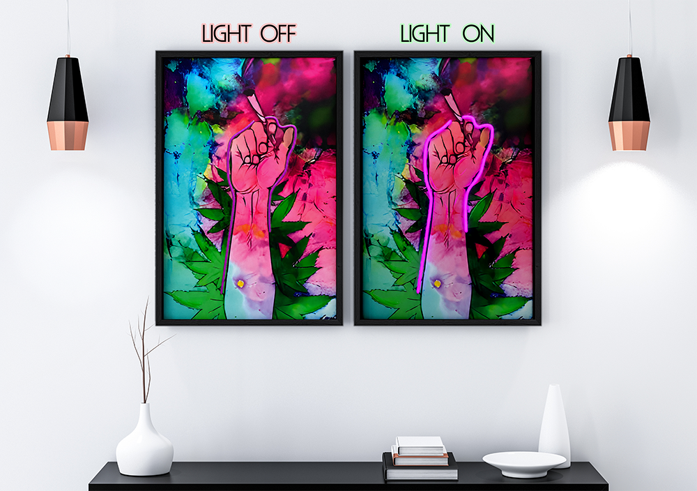 Hemp Party - Framed Canvas Art w/ LED