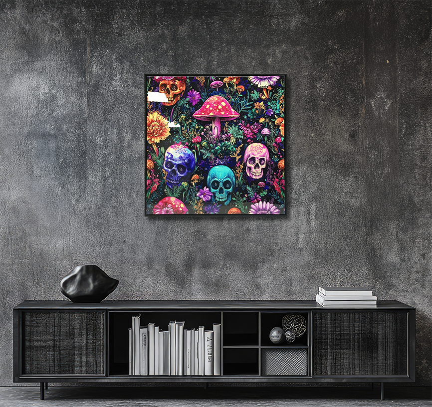 Floral Mushrooms - Resin Canvas Art