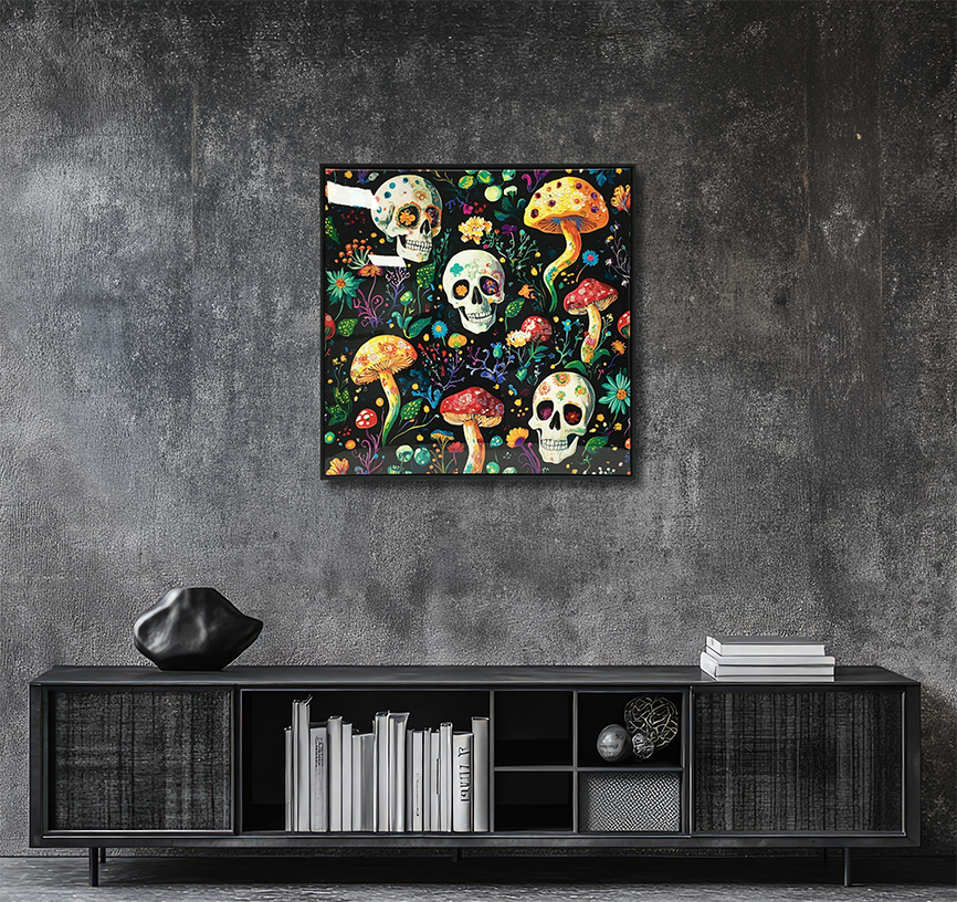 Floral Mushrooms - Resin Canvas Art