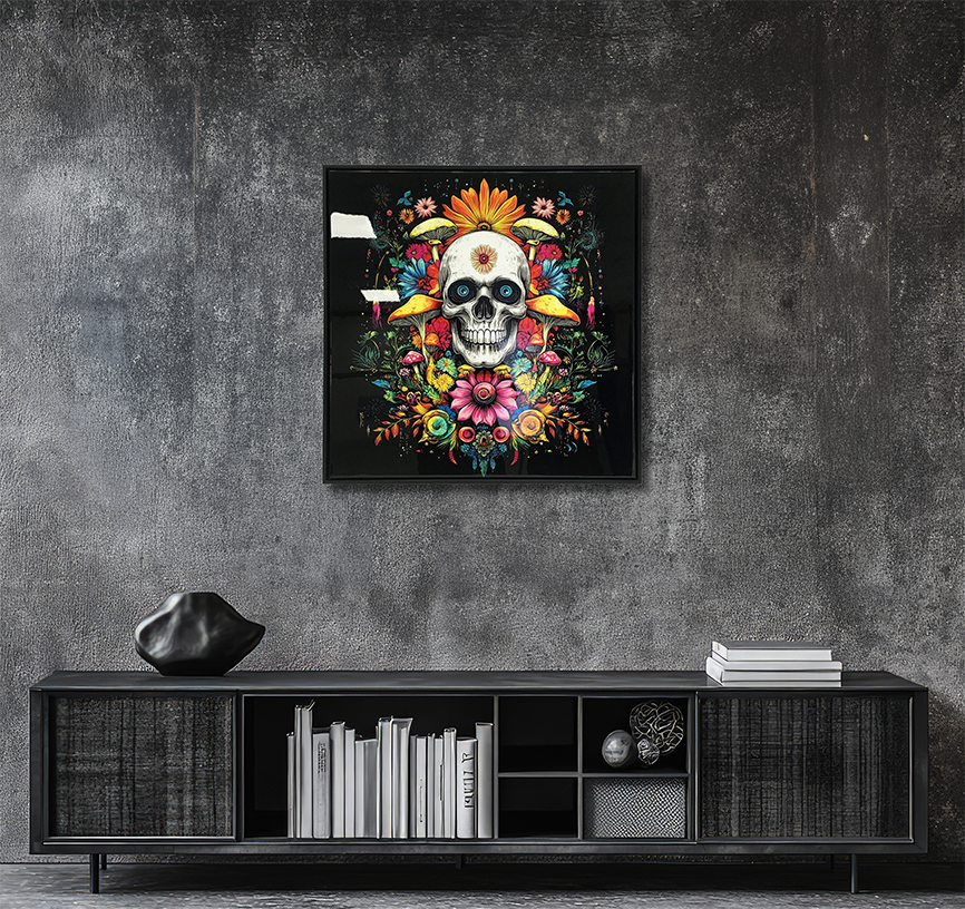 Shroom Skulls - Resin Canvas Art