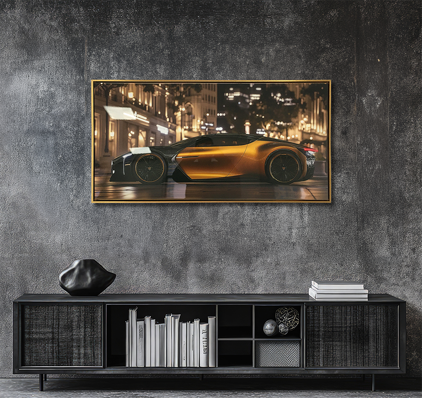 Golden Hypercar - Resin Canvas Art