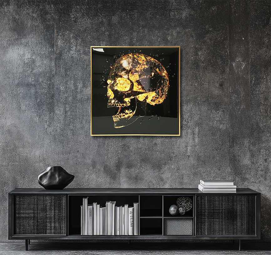 Golden Skull - Resin Canvas Art