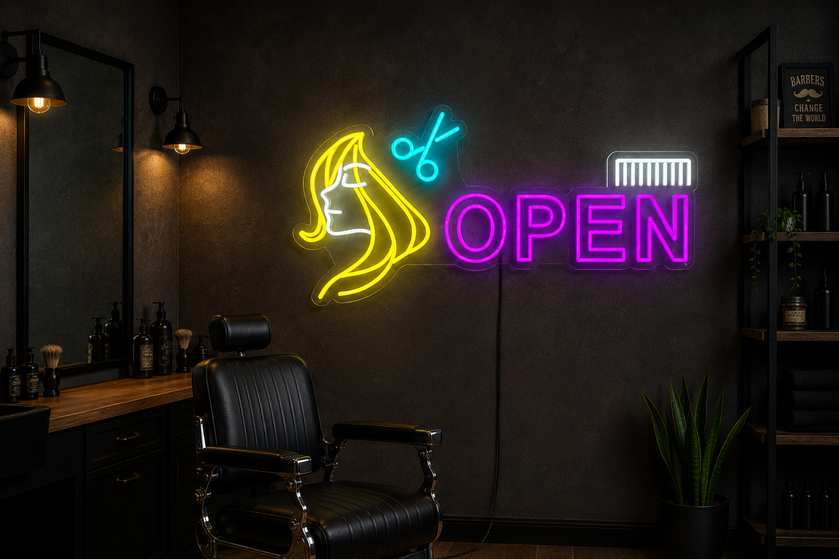 Barbershop Open - LED Neon Sign