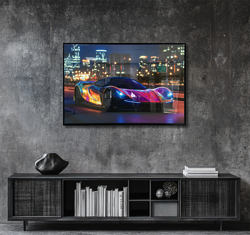 Neon City Drive - Resin Canvas Art