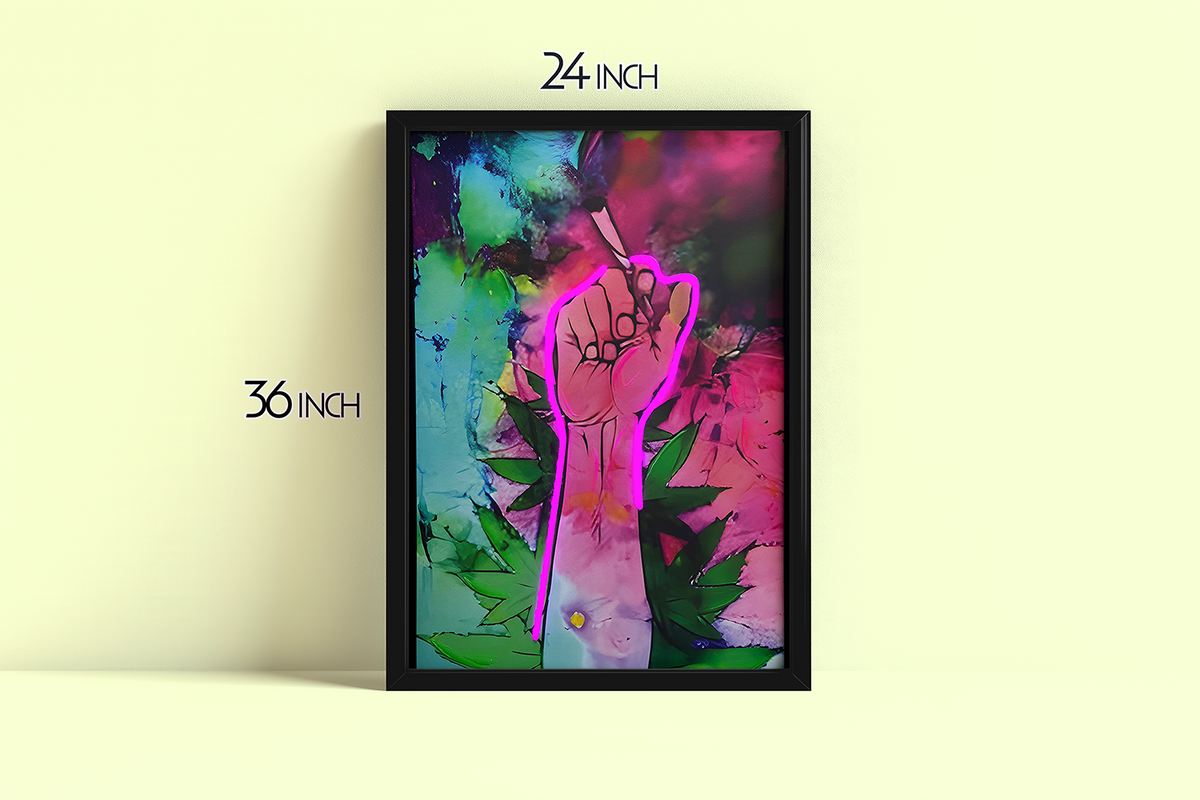 Hemp Party - Framed Canvas Art w/ LED