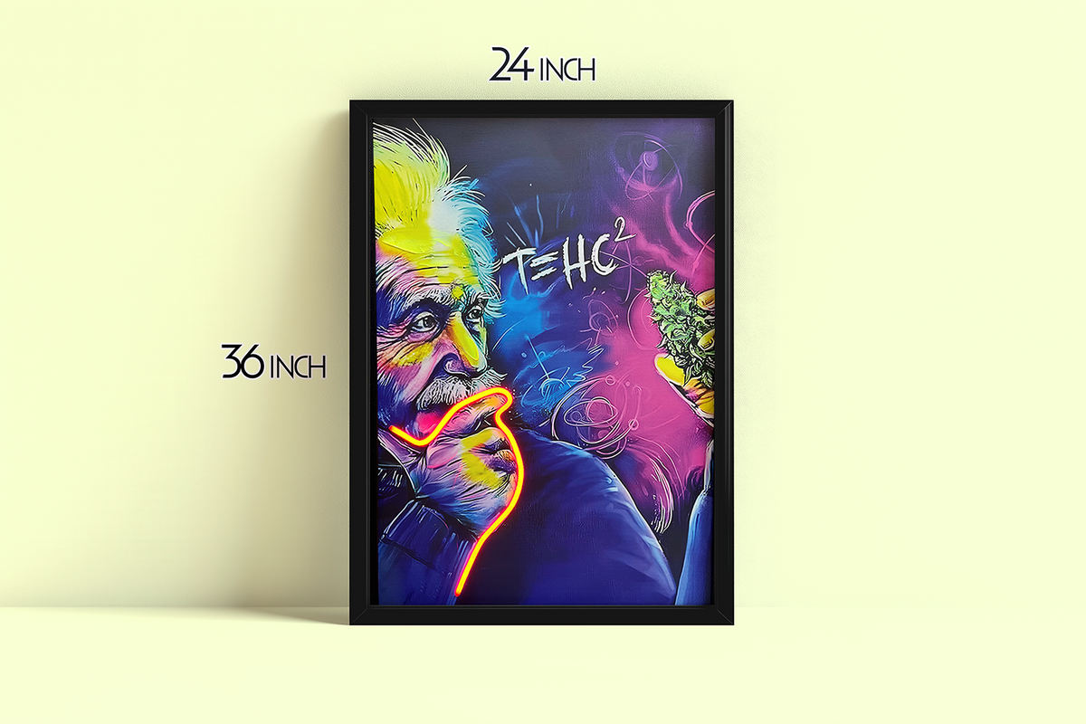 Relativity Professor - Framed Canvas Art w/ LED
