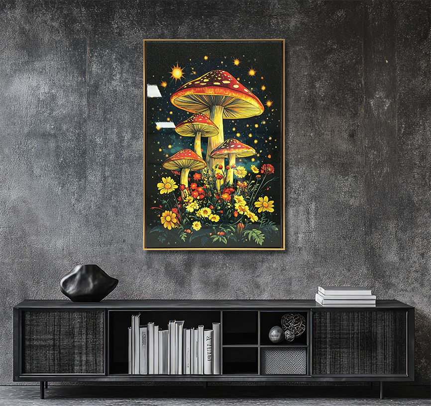Mushroom Gardens - Resin Canvas Art
