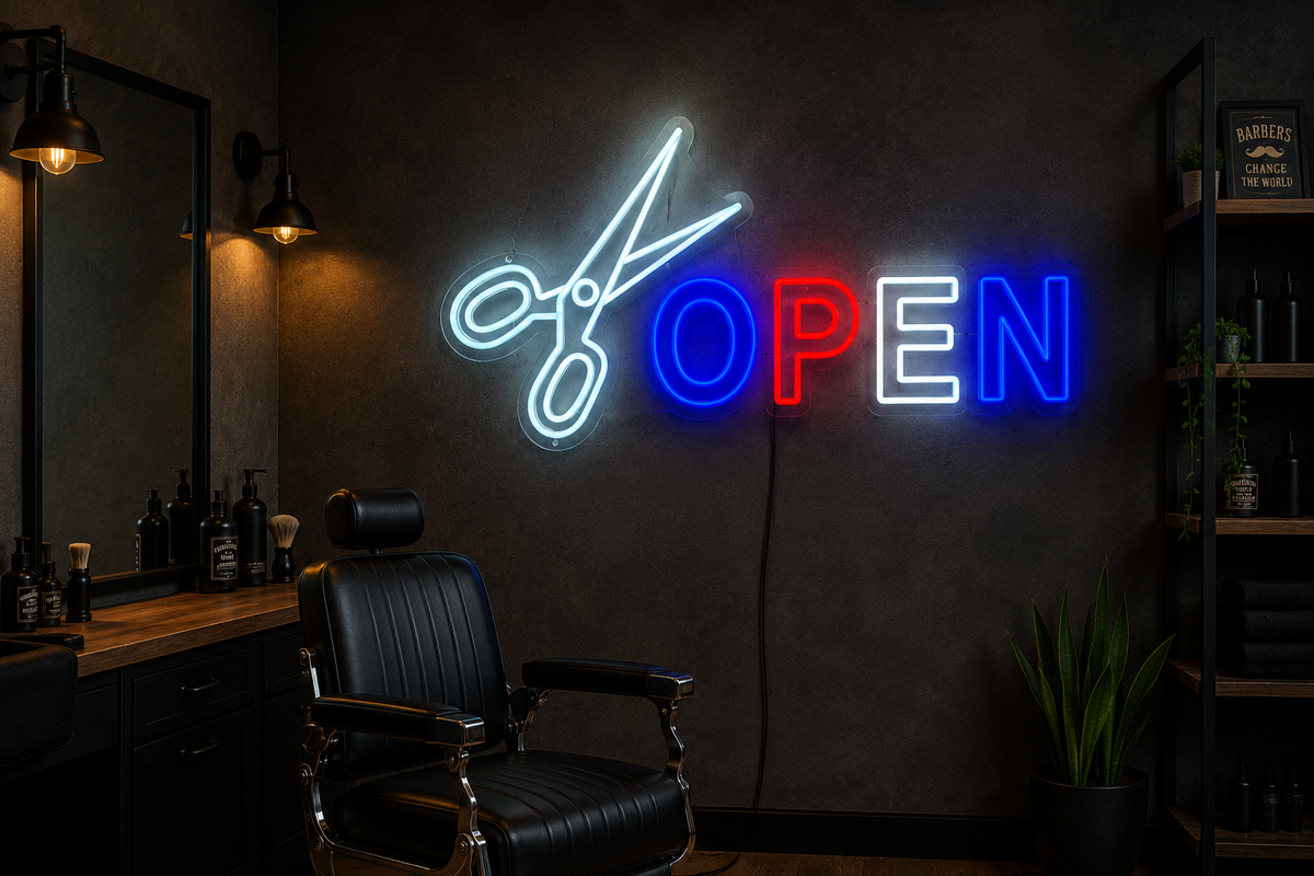 Barbershop Open - LED Neon Sign