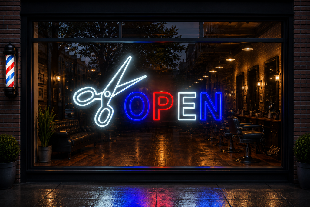 Barbershop Open - LED Neon Sign
