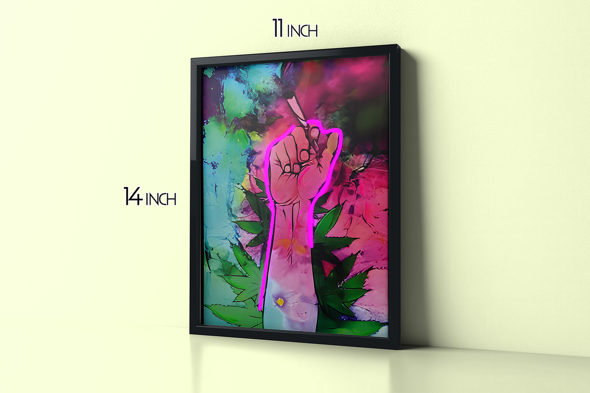 Hemp Party - Framed Canvas Art w/ LED