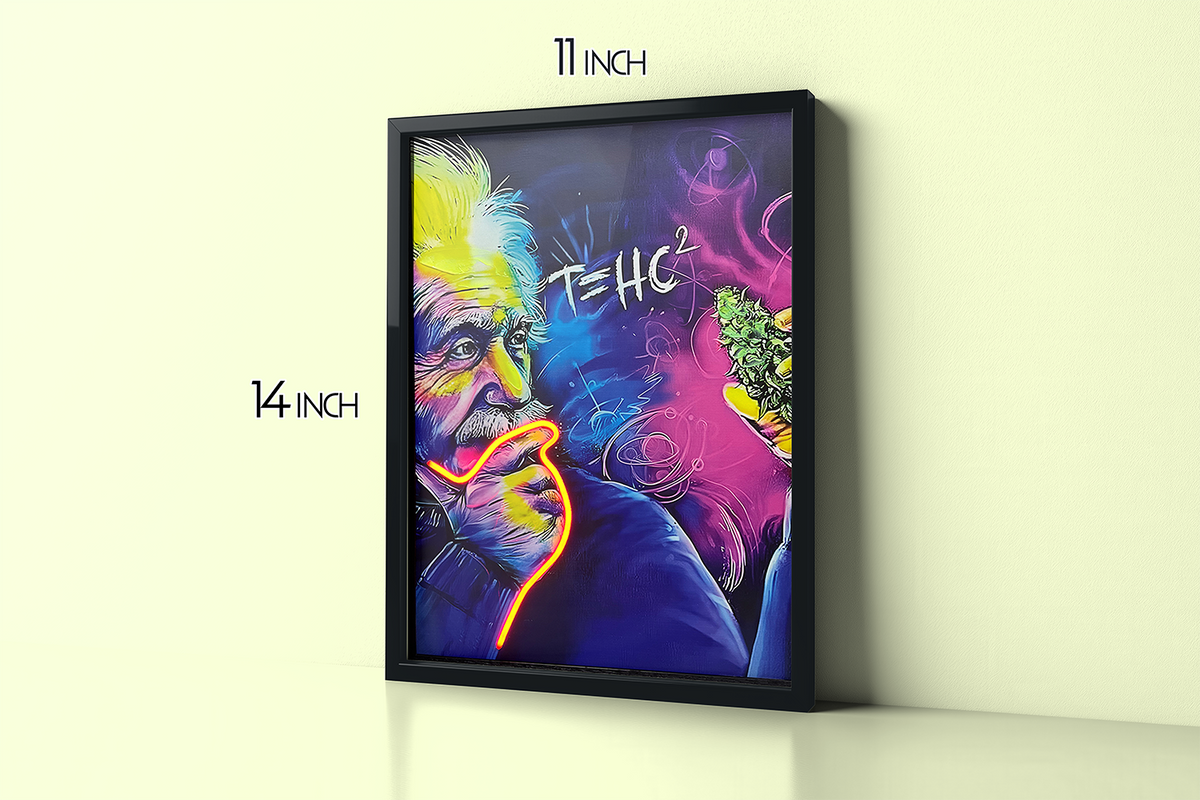 Relativity Professor - Framed Canvas Art w/ LED