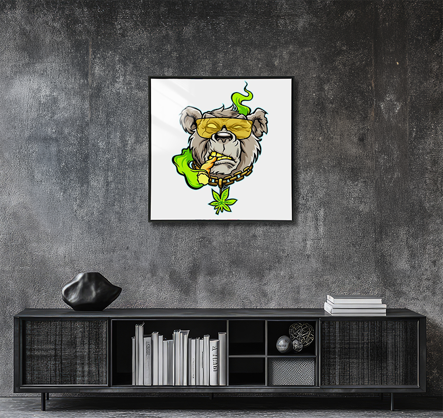 Smoking Bear - Resin Canvas Art