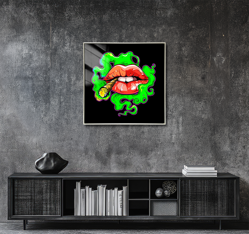 Smoking Lips - Resin Canvas Art