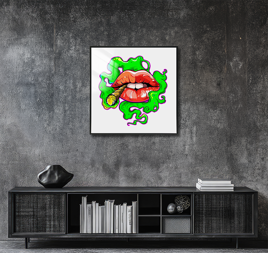 Smoking Lips - Resin Canvas Art