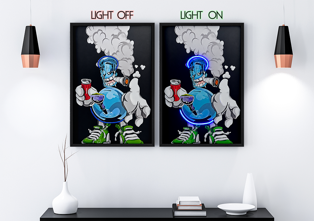 Groovy Vibes - Framed Canvas Art w/ LED