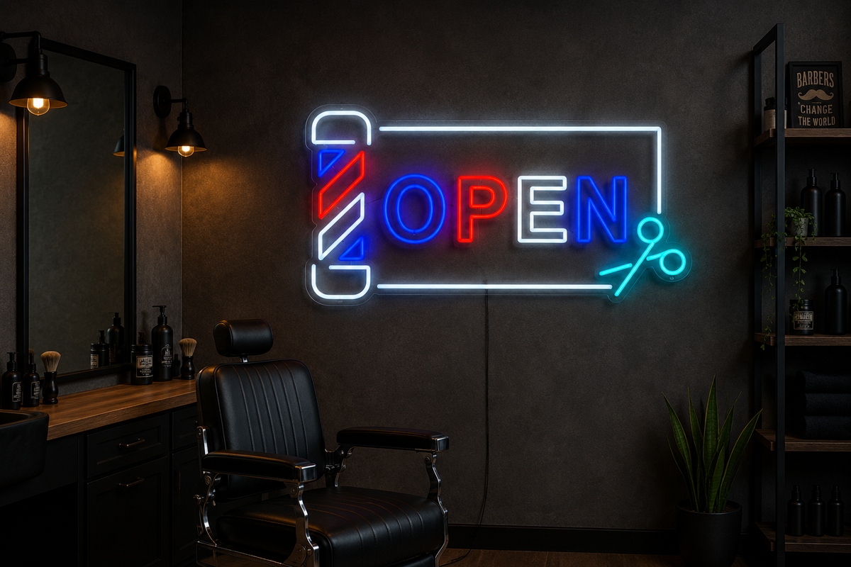 Barbershop Open - LED Neon Sign