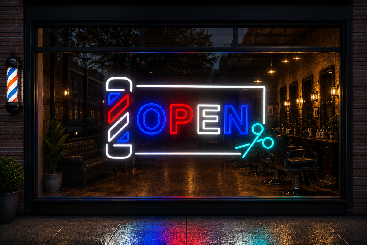 Barbershop Open - LED Neon Sign