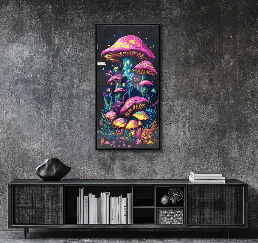 Wonderland Shrooms - Resin Canvas Art