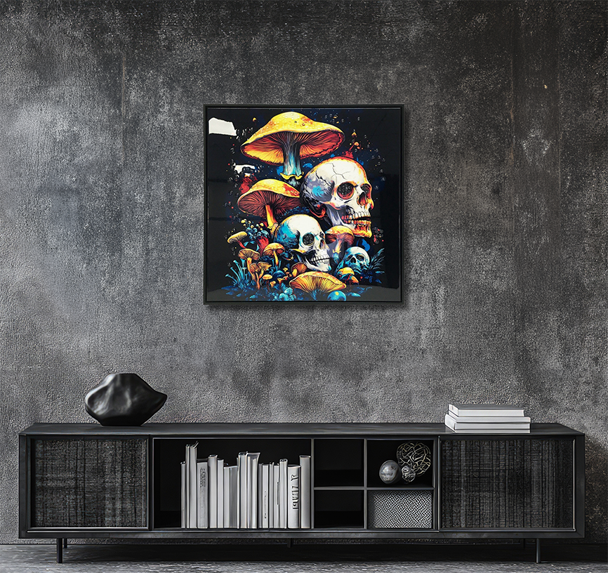 Skull Mushroom - Resin Canvas Art