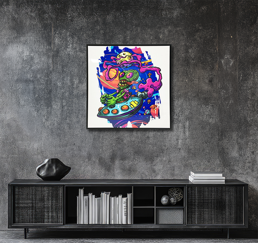 Flying Alien - Resin Canvas Art