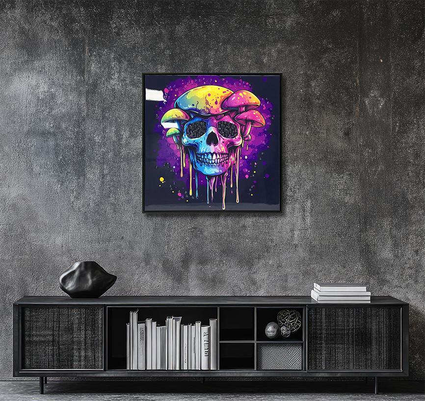 Shroom Skulls - Resin Canvas Art