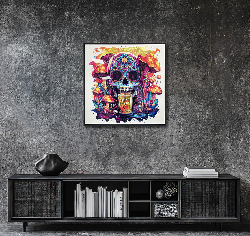 Shroom Skulls - Resin Canvas Art