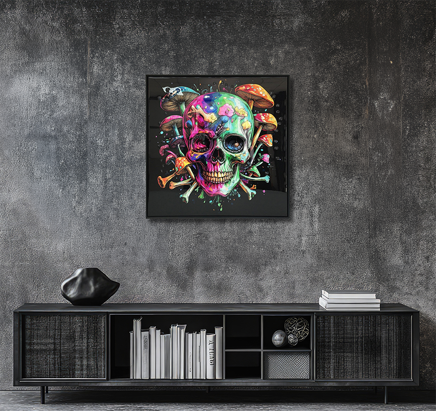 Shroom Skulls - Resin Canvas Art