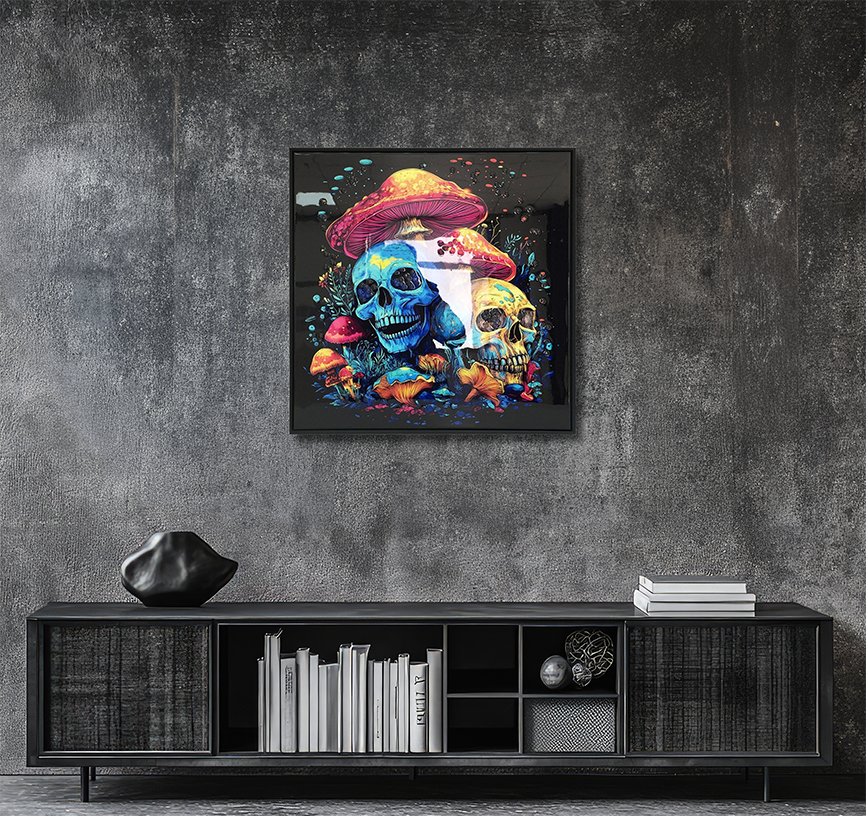 Skull Mushroom - Resin Canvas Art